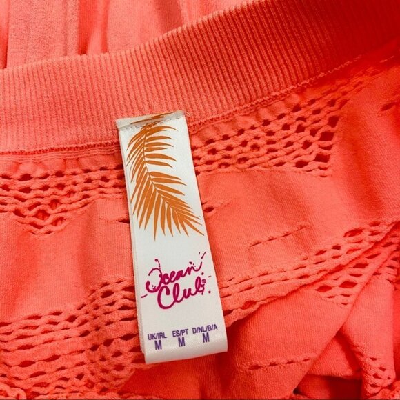 Ocean Club Neon Orange Swim Cover Up Eyelet Dress - Picture 6 of 10